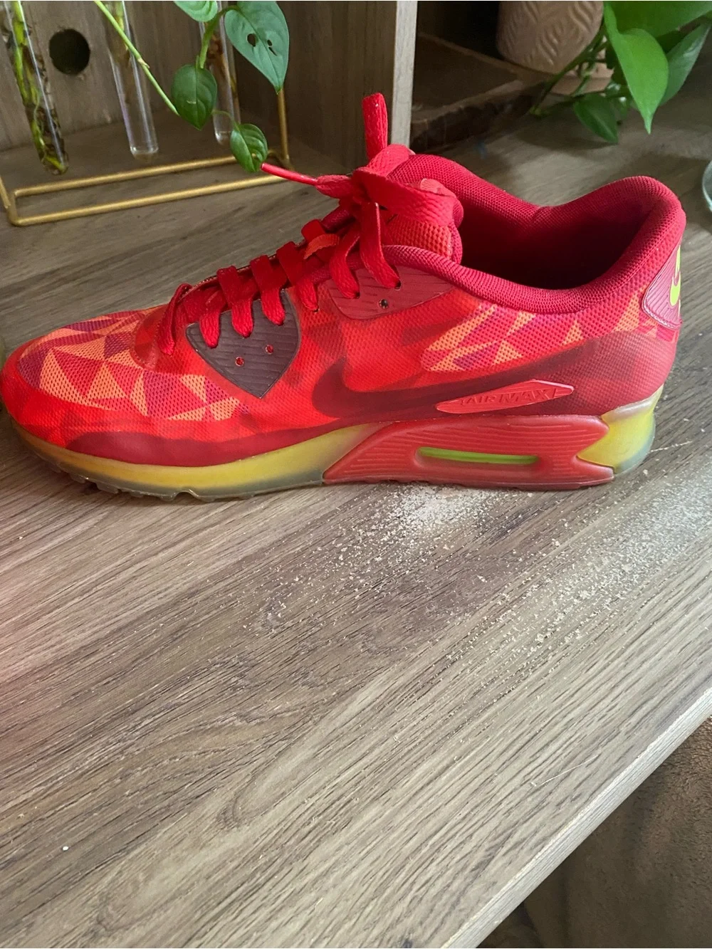 Nike Air Max 90 Ice Gym Red Geometric Sneakers Mens 9 Womens 10.5 Rare